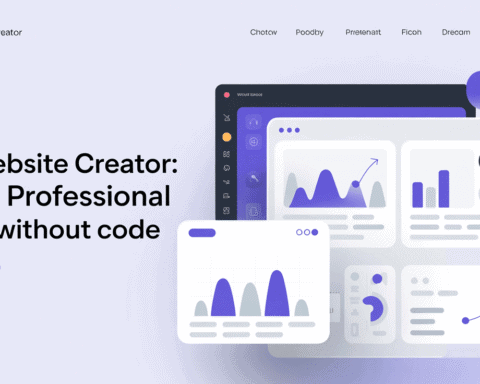 AI website builder interface showing analytics and design tools for professional site creation.