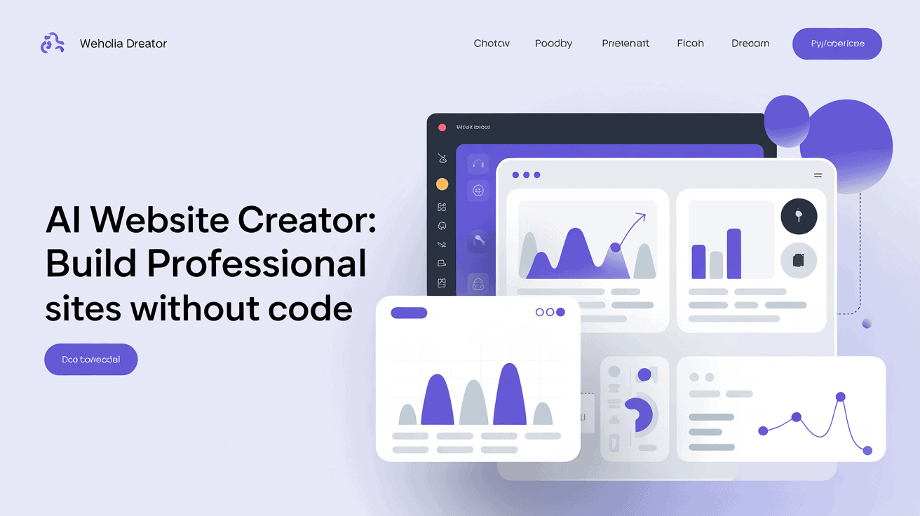AI website builder interface showing analytics and design tools for professional site creation.