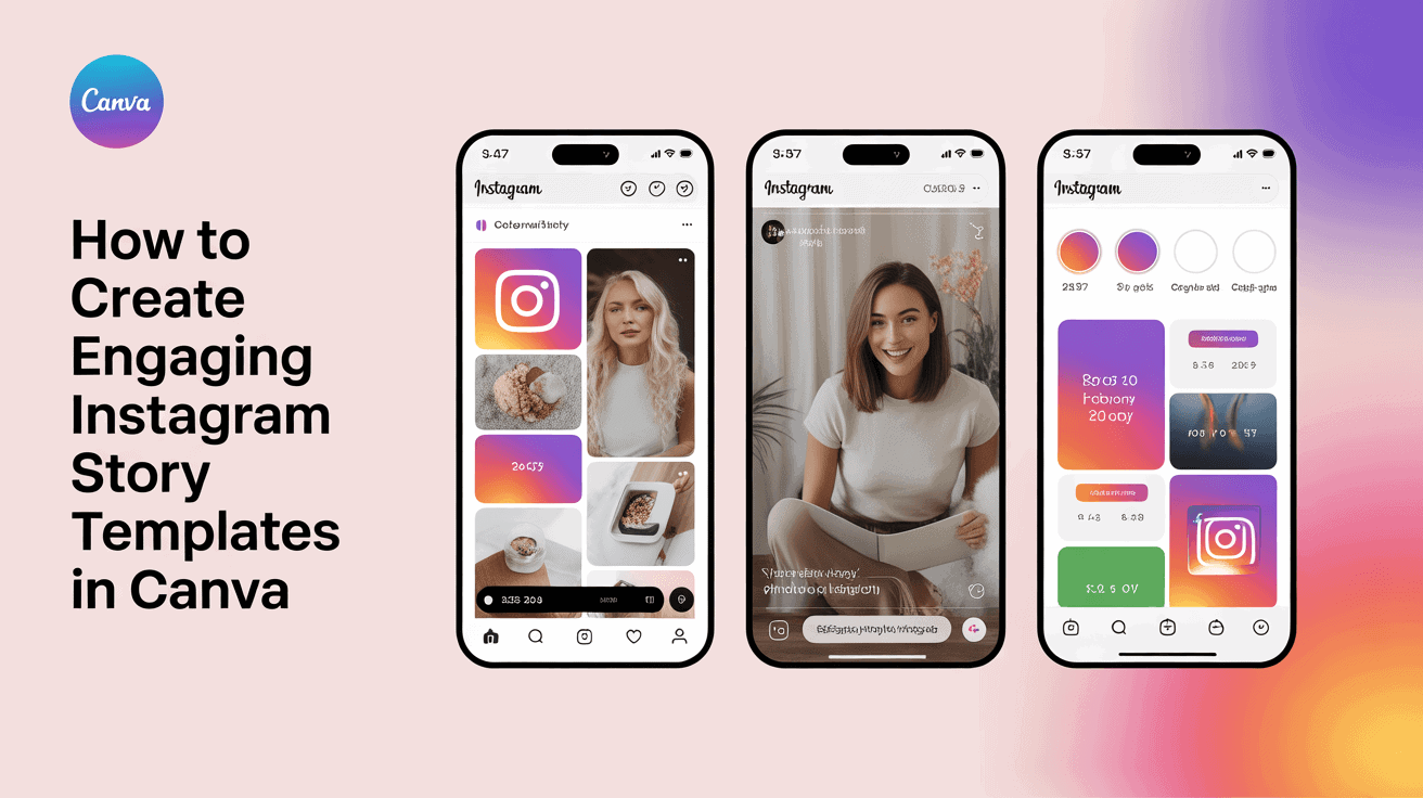 Engaging Instagram story templates created with Canva for eye-catching social media posts.