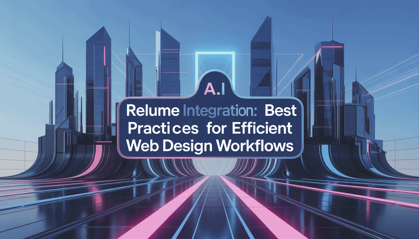 Illustration of futuristic cityscape with AI integration for web design workflows.