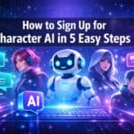 AI chatbot sign-up guide for Character AI platform.