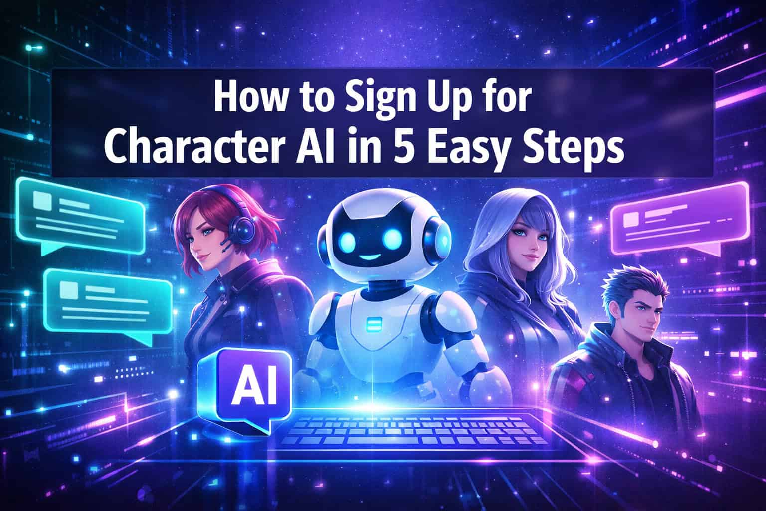 AI chatbot sign-up guide for Character AI platform.