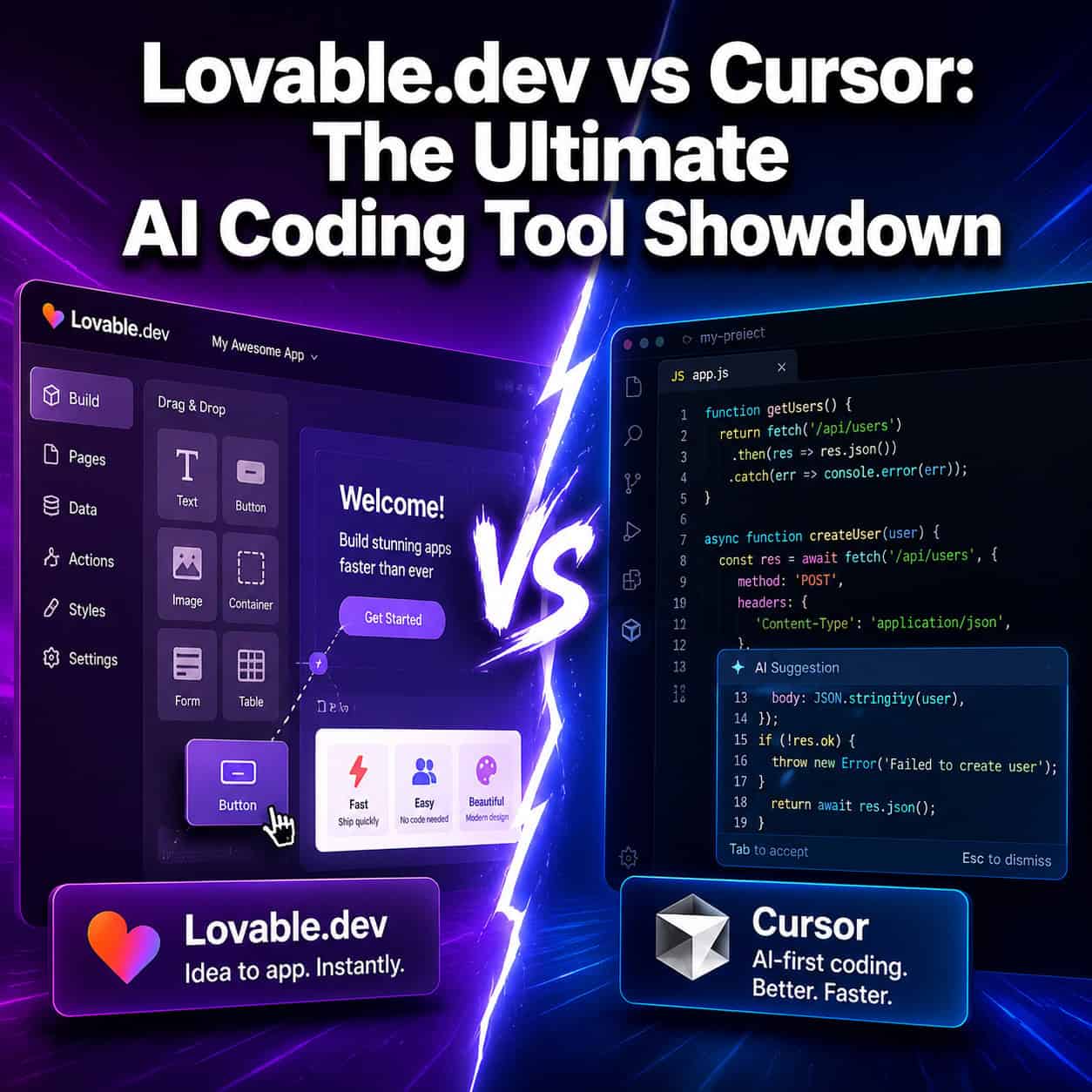 Lovable.dev vs Cursor: The Ultimate AI Coding Tool Showdown