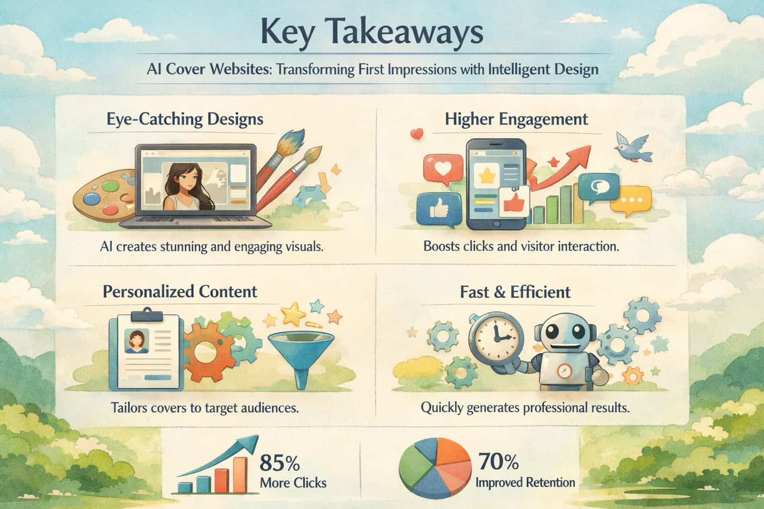 AI-powered website covers enhancing first impressions with engaging, personalized, and efficient des.