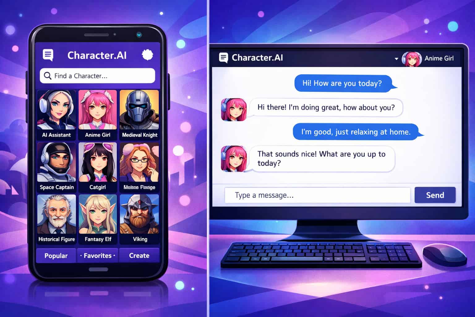 AI chatbot for creating and interacting with personalized characters easily.